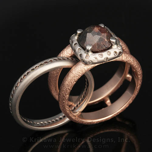 Unique Engagement Ring with Champagne Rose Cut Diamond Unique Engagement Ring with Champagne Rose Cut Diamond